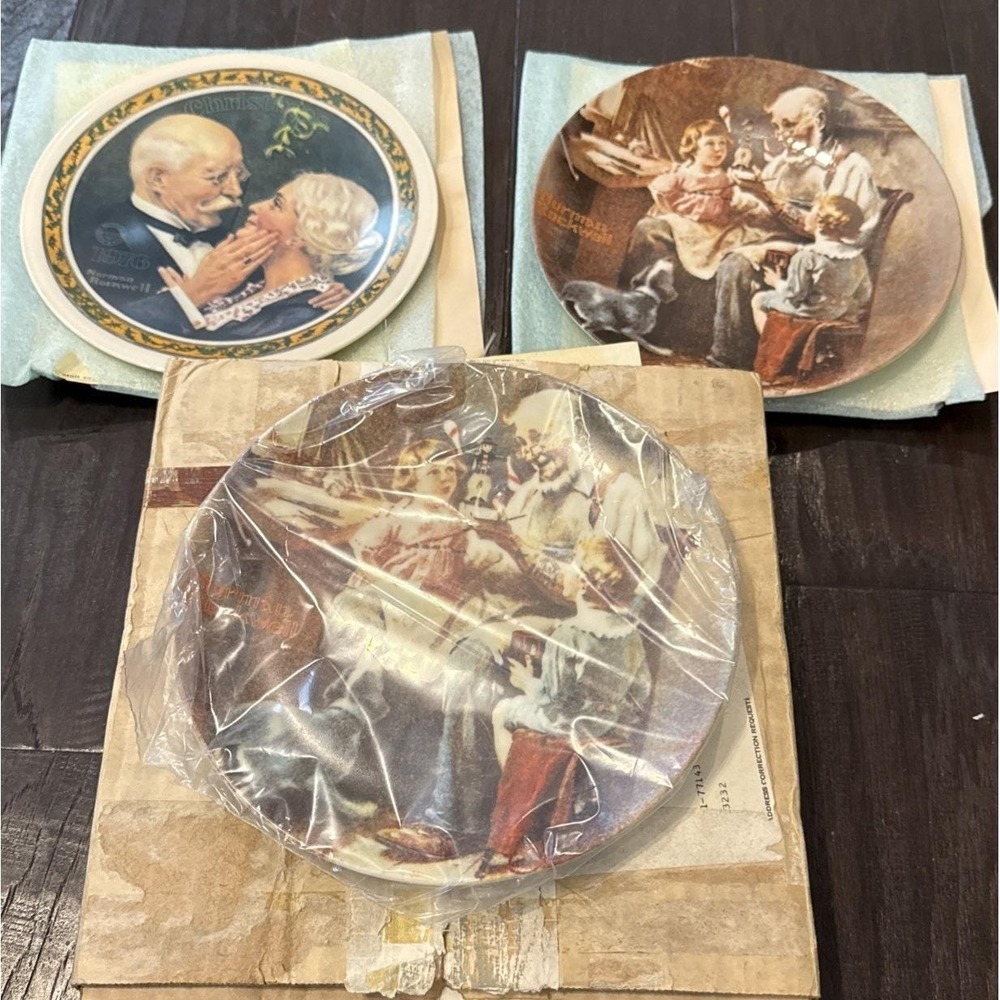 Knowles Norman Rockwell Heritage Collection Plates Plate Set‎ Of 3 Vintage